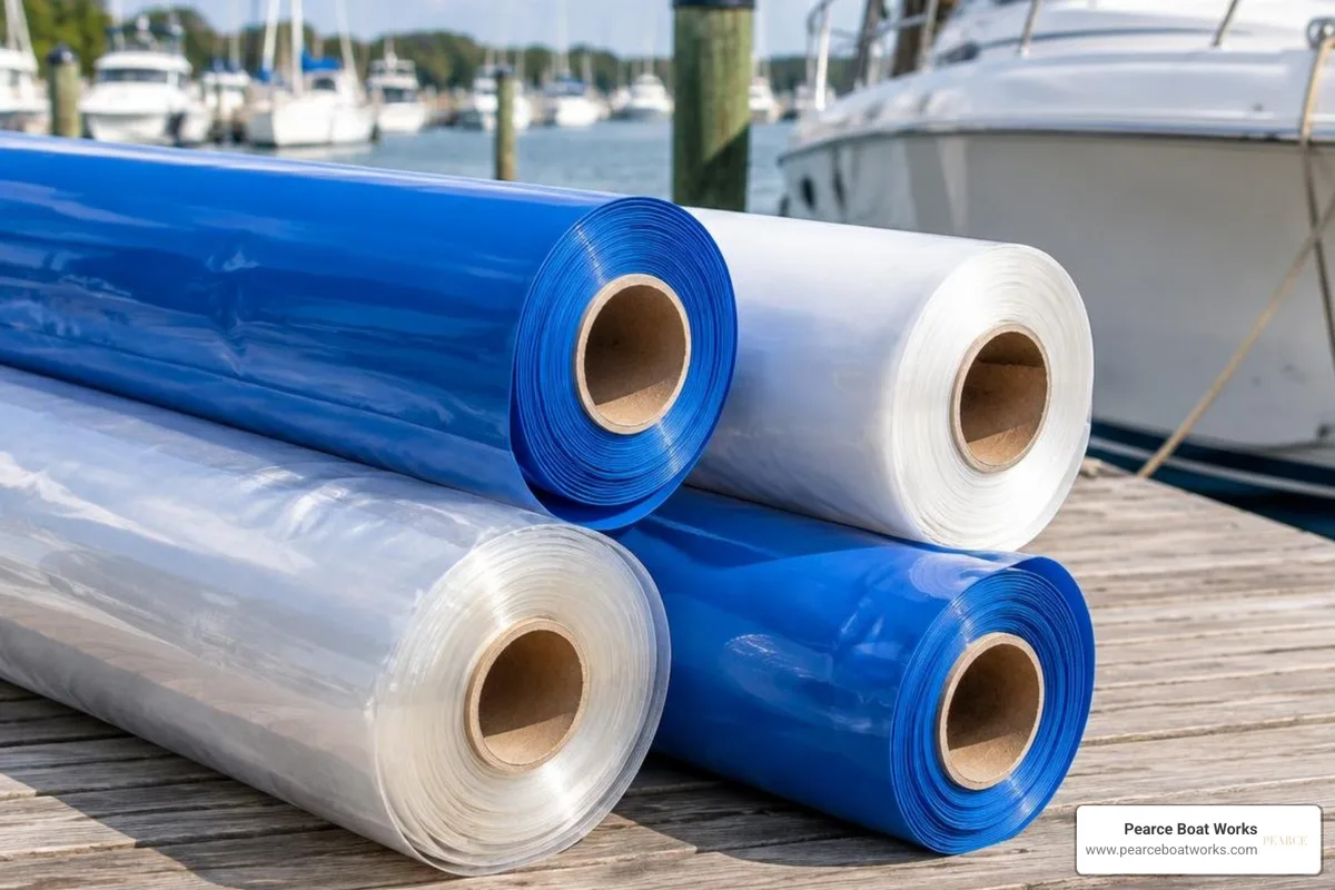 Marine-grade shrink wrap rolls in various mil thicknesses and colors
